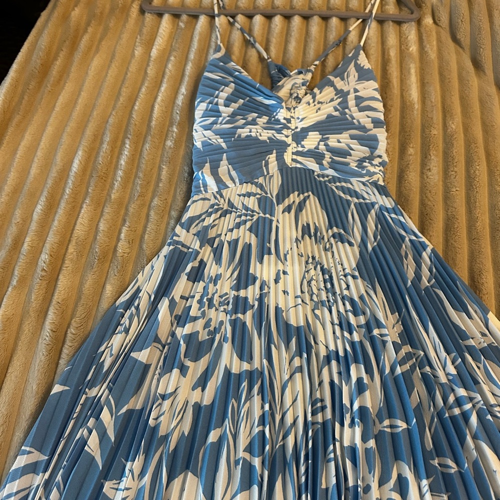 Astr Blue and White Floral Dress